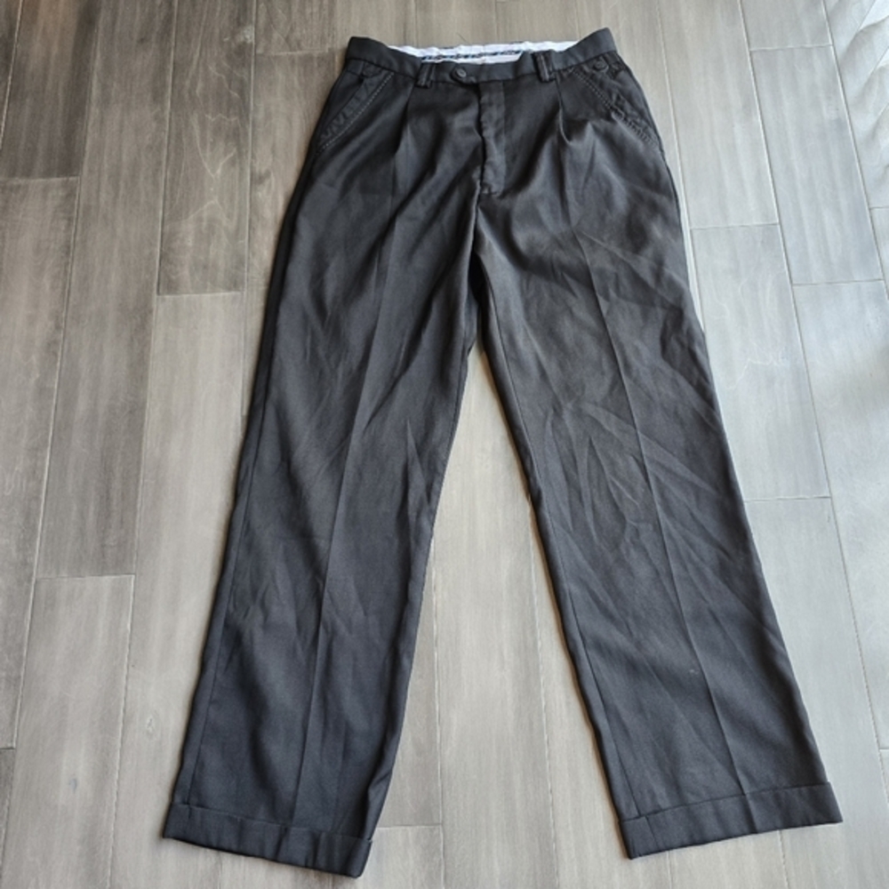 Steve Harvey Celebrity Edition Dress Pants Mens 34x34 Black Pleated &‎ Cuffed